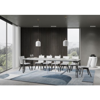 Ghibli Evolution Konsolentisch mit anthrazitfarbenem Gestell - Ausziehbarer Konsolentisch 90x40/300 cm Ghibli Evolution Weiße Esche mit anthrazitfarbenem Gestell