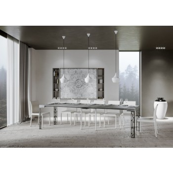 Ghibli Konsolentisch mit anthrazitfarbenem Gestell - Ausziehbarer Konsolentisch 90x40/300 cm Ghibli Weiße Esche mit anthrazitfarbenem Gestell