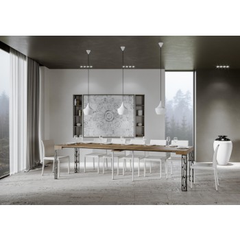 Ghibli Konsolentisch mit anthrazitfarbenem Gestell - Ausziehbarer Konsolentisch 90x40/300 cm Ghibli Weiße Esche mit anthrazitfarbenem Gestell