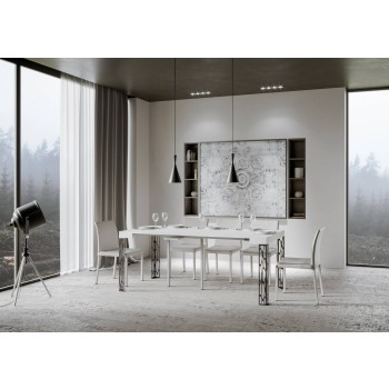 Ghibli Konsolentisch mit anthrazitfarbenem Gestell - Ausziehbarer Konsolentisch 90x40/300 cm Ghibli Weiße Esche mit anthrazitfarbenem Gestell