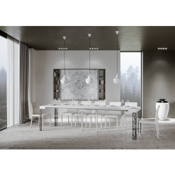 Ghibli Konsolentisch mit anthrazitfarbenem Gestell - Ausziehbarer Konsolentisch 90x40/300 cm Ghibli Weiße Esche mit anthrazitfarbenem Gestell