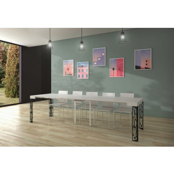 Ghibli Konsolentisch mit anthrazitfarbenem Gestell - Ausziehbarer Konsolentisch 90x40/300 cm Ghibli Weiße Esche mit anthrazitfarbenem Gestell