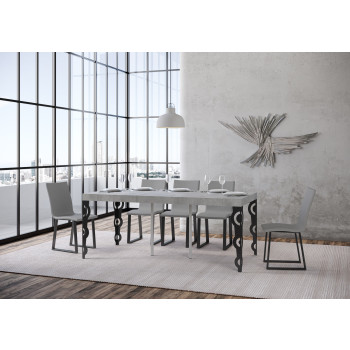 Karamay Premium Konsolentisch mit anthrazitfarbenen Beinen - Karamay Small Premium ausziehbarer Konsolentisch 90x40/196 cm, Esche weiß, Beine anthrazit