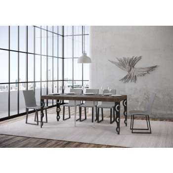 Karamay Premium Konsolentisch mit anthrazitfarbenen Beinen - Karamay Small Premium ausziehbarer Konsolentisch 90x40/196 cm, Esche weiß, Beine anthrazit