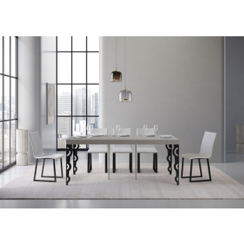 Karamay Premium Konsolentisch mit anthrazitfarbenen Beinen - Karamay Small Premium ausziehbarer Konsolentisch 90x40/196 cm, Esche weiß, Beine anthrazit