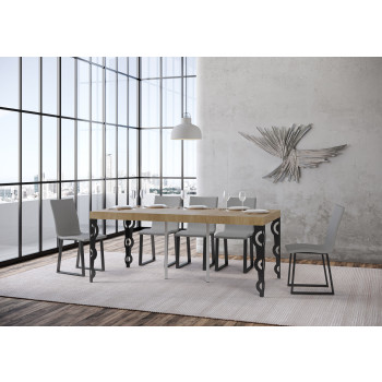 Karamay Premium Konsolentisch mit anthrazitfarbenen Beinen - Karamay Small Premium ausziehbarer Konsolentisch 90x40/196 cm, Esche weiß, Beine anthrazit