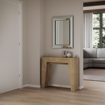 Schmaler Konsolentisch - Ausziehbarer Konsolentisch 90x25/181 cm Schmal Weiße Esche