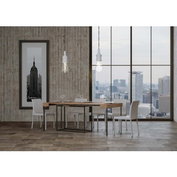 Nordica Konsolentisch mit anthrazitfarbenem Gestell - Ausziehbarer Konsolentisch 90x40/196 cm Nordica Small Weißesche mit anthrazitfarbenem Gestell