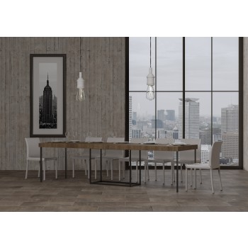 Nordica Konsolentisch mit anthrazitfarbenem Gestell - Ausziehbarer Konsolentisch 90x40/300 cm Nordica Premium Natureiche mit anthrazitfarbenem Gestell