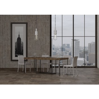 Nordica Konsolentisch mit anthrazitfarbenem Gestell - Ausziehbarer Konsolentisch 90x40/300 cm Nordica Premium Natureiche mit anthrazitfarbenem Gestell