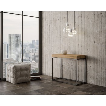 Nordica Konsolentisch mit anthrazitfarbenem Gestell - Ausziehbarer Konsolentisch 90x40/300 cm Nordica Premium Natureiche mit anthrazitfarbenem Gestell