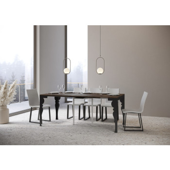 Paxon Evolution Konsolentisch mit anthrazitfarbenen Beinen und Rahmen - Paxon Evolution ausziehbarer Konsolentisch 90x40/300 cm, Esche weiß, Rahmen und Beine anthrazit