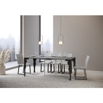 Paxon Evolution Konsolentisch mit anthrazitfarbenen Beinen und Rahmen - Paxon Evolution ausziehbarer Konsolentisch 90x40/300 cm, Esche weiß, Rahmen und Beine anthrazit