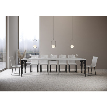 Paxon Evolution Konsolentisch mit anthrazitfarbenen Beinen und Rahmen - Paxon Evolution ausziehbarer Konsolentisch 90x40/300 cm, Esche weiß, Rahmen und Beine anthrazit