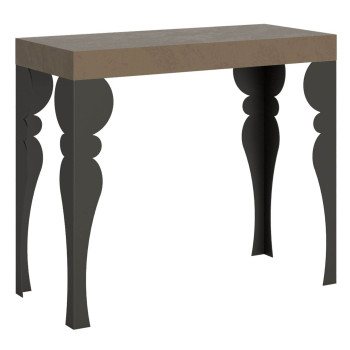 Paxon Konsolentisch mit anthrazitfarbenen Beinen - Paxon Kleiner ausziehbarer Konsolentisch 90x40/196 cm mit weißer Esche und anthrazitfarbenen Beinen