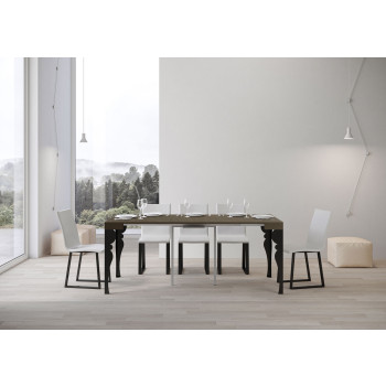 Paxon Konsolentisch mit anthrazitfarbenen Beinen - Paxon ausziehbarer Konsolentisch 90x40/300 cm, Esche weiß mit anthrazitfarbenen Beinen