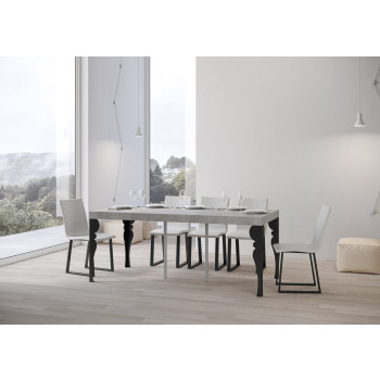 Paxon Premium Konsolentisch mit anthrazitfarbenen Beinen - Paxon Premium ausziehbarer Konsolentisch 90x40/300 cm mit weißem Eschenholz und anthrazitfarbenen Beinen