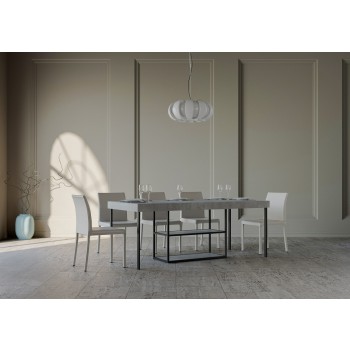 Plano Konsolentisch mit Anthrazit-Gestell - Ausziehbarer Konsolentisch 90x40/300 cm Plano Premium Natureiche mit Anthrazit-Gestell