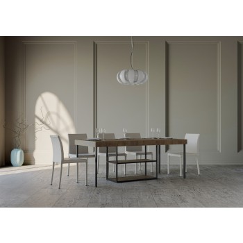 Plano Konsolentisch mit Anthrazit-Gestell - Ausziehbarer Konsolentisch 90x40/300 cm Plano Premium Natureiche mit Anthrazit-Gestell