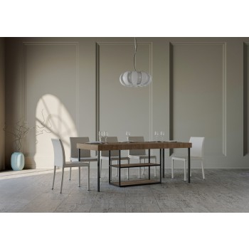 Plano Konsolentisch mit Anthrazit-Gestell - Ausziehbarer Konsolentisch 90x40/300 cm Plano Premium Natureiche mit Anthrazit-Gestell