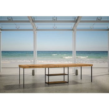 Plano Konsolentisch mit Anthrazit-Gestell - Ausziehbarer Konsolentisch 90x40/300 cm Plano Premium Natureiche mit Anthrazit-Gestell