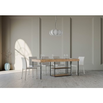 Plano Konsolentisch mit Anthrazit-Gestell - Ausziehbarer Konsolentisch 90x40/300 cm Plano Premium Natureiche mit Anthrazit-Gestell