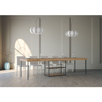 Plano Konsolentisch mit Anthrazit-Gestell - Ausziehbarer Konsolentisch 90x40/300 cm Plano Premium Natureiche mit Anthrazit-Gestell