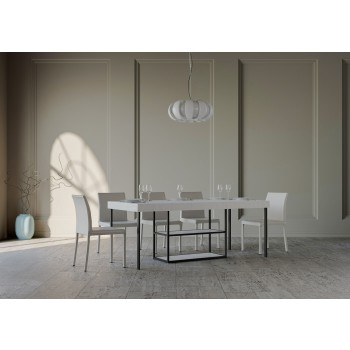 Plano Konsolentisch mit Anthrazit-Gestell - Ausziehbarer Konsolentisch 90x40/300 cm Plano Premium Natureiche mit Anthrazit-Gestell