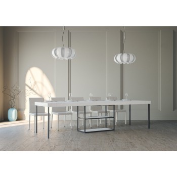 Plano Konsolentisch mit Anthrazit-Gestell - Ausziehbarer Konsolentisch 90x40/300 cm Plano Premium Natureiche mit Anthrazit-Gestell