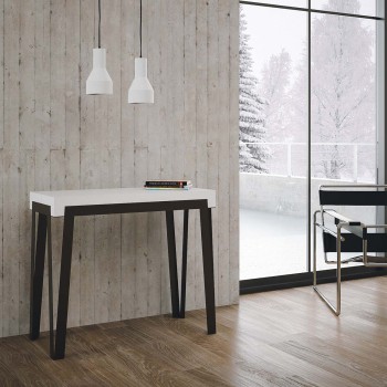 Rio Konsolentisch mit Rostgestell - Ausziehbarer Konsolentisch 90x40/196 cm Rio Small Premium Natureiche mit Rostgestell