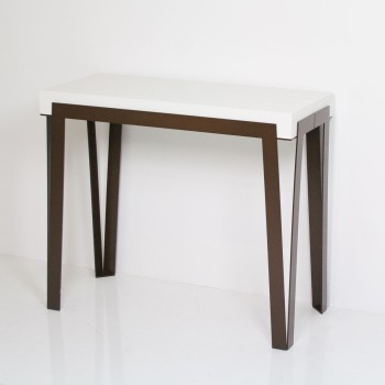 Rio Konsolentisch mit Rostgestell - Ausziehbarer Konsolentisch 90x40/300 cm Rio Eiche Natur mit Rostgestell