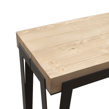 Rio Konsolentisch mit Rostgestell - Ausziehbarer Konsolentisch 90x40/300 cm Rio Eiche Natur mit Rostgestell