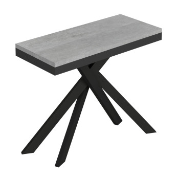 Saki Evolution Konsolentisch mit anthrazitfarbenen Beinen und Rahmen - Saki Small Evolution ausziehbarer Konsolentisch 90x40/196 cm mit weißem Eschenholz und anthrazitfarbenen Beinen