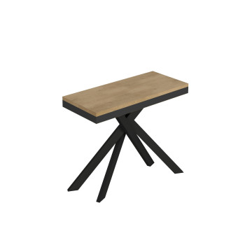 Saki Evolution Konsolentisch mit anthrazitfarbenen Beinen und Rahmen - Saki Evolution ausziehbarer Konsolentisch 90x40/300 cm mit weißem Eschenholz und anthrazitfarbenen Beinen