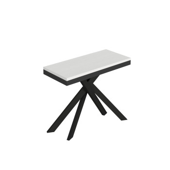 Saki Evolution Konsolentisch mit anthrazitfarbenen Beinen und Rahmen - Saki Evolution ausziehbarer Konsolentisch 90x40/300 cm mit weißem Eschenholz und anthrazitfarbenen Beinen