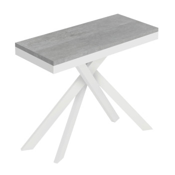 Saki Evolution Konsolentisch mit weißen Beinen und Rahmen - Ausziehbarer Konsolentisch 90x40/196 cm Saki Small Evolution Weißesche mit weißen Beinen