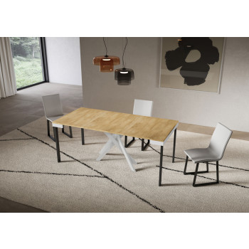 Saki Evolution Konsolentisch mit weißen Beinen und Rahmen - Ausziehbarer Konsolentisch 90x40/300 cm Saki Evolution Esche weiß mit weißen Beinen