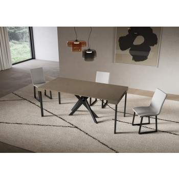 Saki Konsolentisch mit anthrazitfarbenen Beinen - Saki Kleiner ausziehbarer Kaschmir-Konsolentisch 90x40/196 cm mit anthrazitfarbenen Beinen