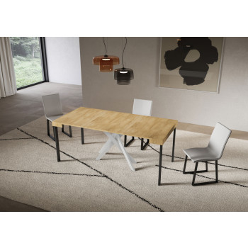 Saki Konsolentisch mit weißen Beinen - Ausziehbarer Konsolentisch 90x40/196 cm Saki Small Kaschmir mit weißen Beinen