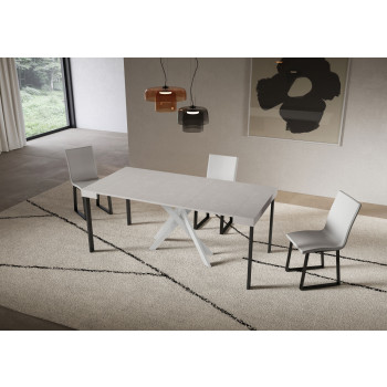 Saki Konsolentisch mit weißen Beinen - Ausziehbarer Konsolentisch 90x40/196 cm Saki Small Kaschmir mit weißen Beinen