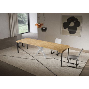 Saki Konsolentisch mit weißen Beinen - Ausziehbarer Konsolentisch 90x40/300 cm Saki Kaschmir mit weißen Beinen