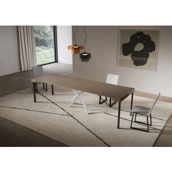 Saki Konsolentisch mit weißen Beinen - Ausziehbarer Konsolentisch 90x40/300 cm Saki Kaschmir mit weißen Beinen