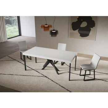 Saki Premium Konsolentisch mit anthrazitfarbenen Beinen - Ausziehbarer Konsolentisch 90x40/196 cm Saki Small Premium Kaschmir mit anthrazitfarbenen Beinen