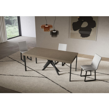 Saki Premium Konsolentisch mit anthrazitfarbenen Beinen - Ausziehbarer Konsolentisch 90x40/196 cm Saki Small Premium Kaschmir mit anthrazitfarbenen Beinen