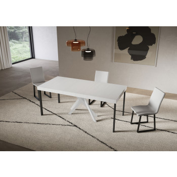 Saki Premium Konsolentisch mit weißen Beinen - Ausziehbarer Konsolentisch 90x40/196 cm Saki Small Premium Cashmere mit weißen Beinen