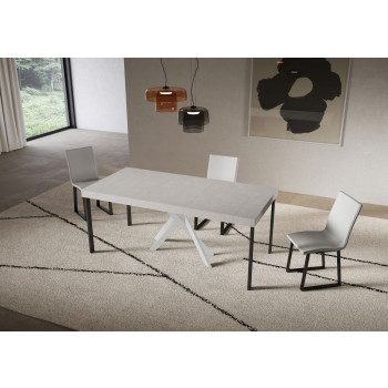 Saki Premium Konsolentisch mit weißen Beinen - Ausziehbarer Konsolentisch 90x40/196 cm Saki Small Premium Cashmere mit weißen Beinen