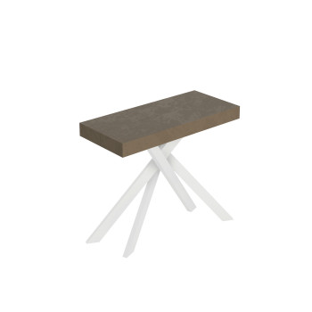 Saki Premium Konsolentisch mit weißen Beinen - Ausziehbarer Konsolentisch 90x40/196 cm Saki Small Premium Cashmere mit weißen Beinen