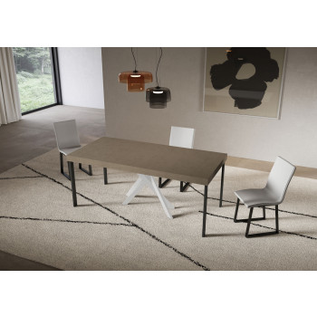 Saki Premium Konsolentisch mit weißen Beinen - Ausziehbarer Konsolentisch 90x40/196 cm Saki Small Premium Cashmere mit weißen Beinen