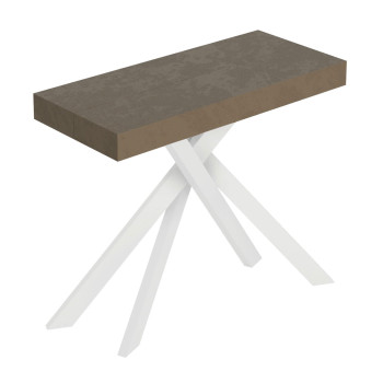 Saki Premium Konsolentisch mit weißen Beinen - Ausziehbarer Konsolentisch 90x40/196 cm Saki Small Premium Cashmere mit weißen Beinen