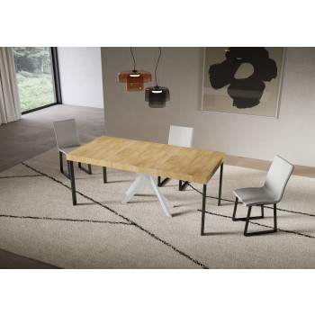 Saki Premium Konsolentisch mit weißen Beinen - Ausziehbarer Konsolentisch 90x40/300 cm Saki Premium Kaschmir mit weißen Beinen